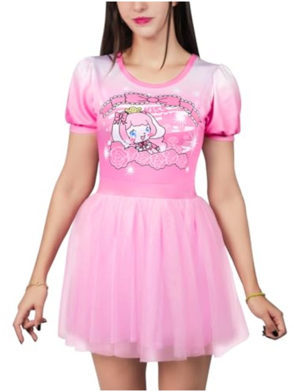 Puff Sleeve Mesh Tulle Bodycon Dress